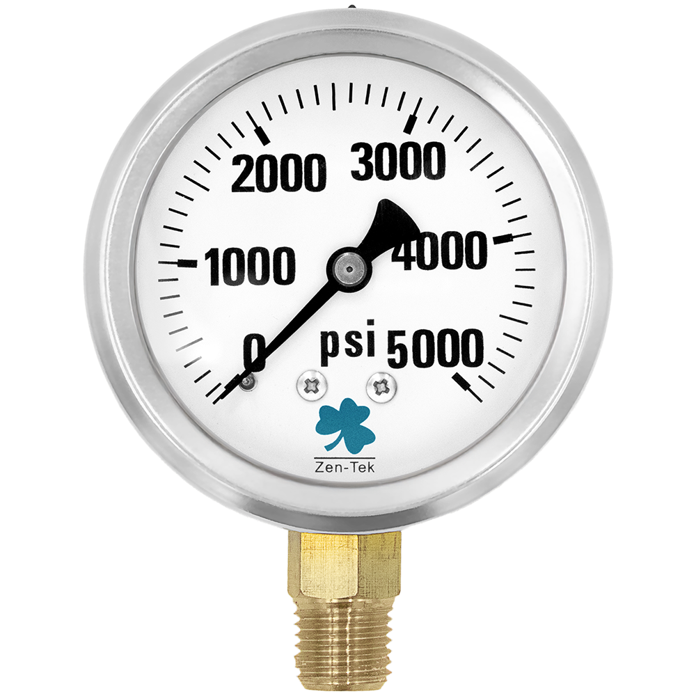 (image for) Zenport Zen-Tek Pressure Gauge LPG5000 Liquid Glycerin Filled Pressure Gauge 0-5000 Psi